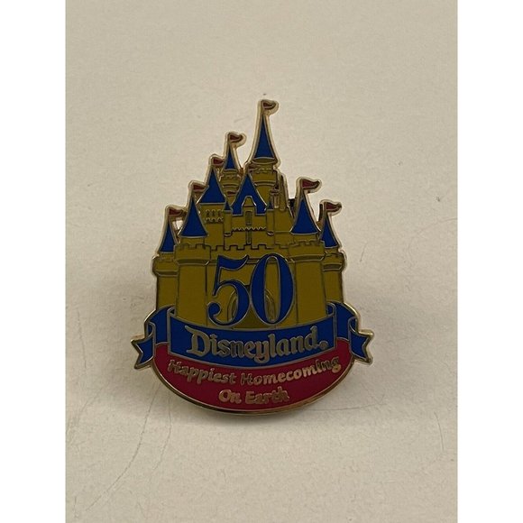 Disney Disneyland Castle 50 Years Pinback Button Pin PB22A - Picture 1 of 2
